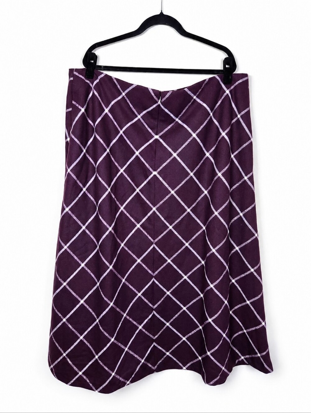 Jessica London Purple Windowpane A-Line Skirt Wool Blend Lined Plus 22W